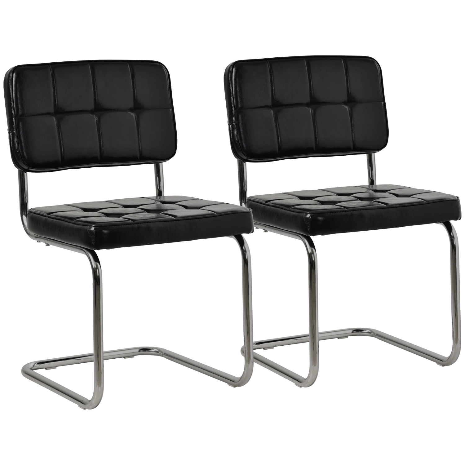 Lot de 2 chaises cantilever en simili noir MARIA