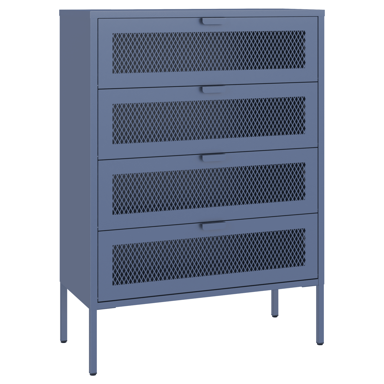 Mueble zapatero EMMA 4 puertas metal gris azulado