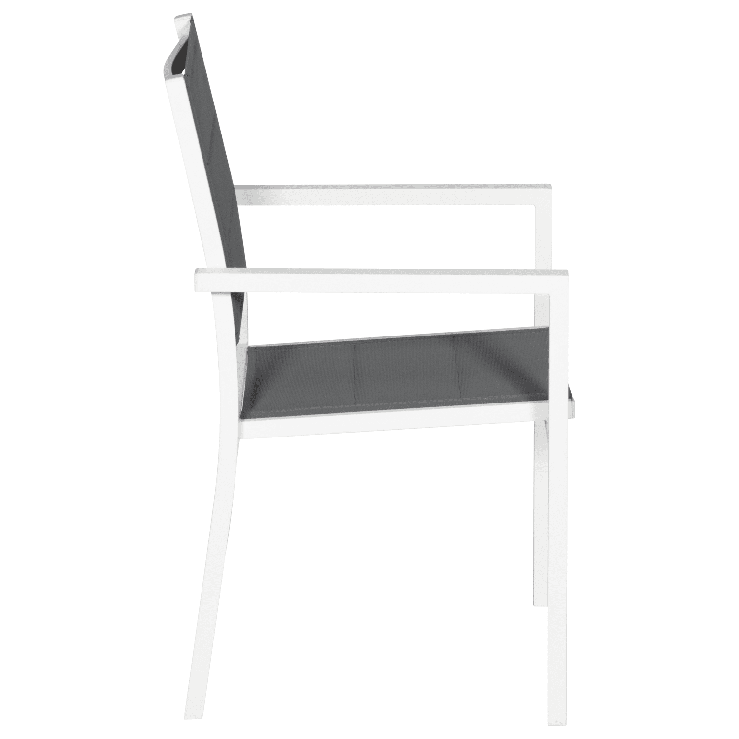 Lot de 8 chaises rembourrées en aluminium blanc - textilène gris