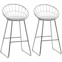 Lot de 2 tabourets de bar 75cm en métal chromé et coussin blanc ALEX