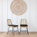 Set van 2 kunststof rotan stoelen met kussens OKA