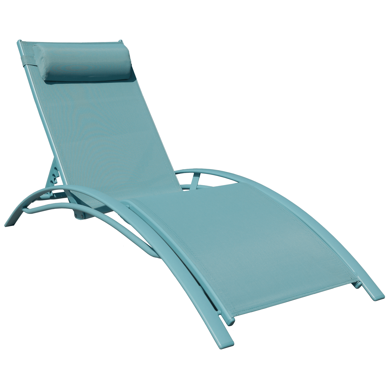 Set van 2 GALAPAGOS ligstoelen in lichtblauw textilene - lichtblauw aluminium