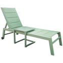 Conjunto de tumbona y mesa auxiliar BARBADOS de textilene verde salvia - aluminio verde salvia