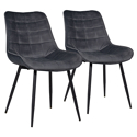 Lot de 2 chaises en velours LOUISE grises