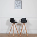 Lot de 2 tabourets scandinaves TOBIAS noirs avec coussin