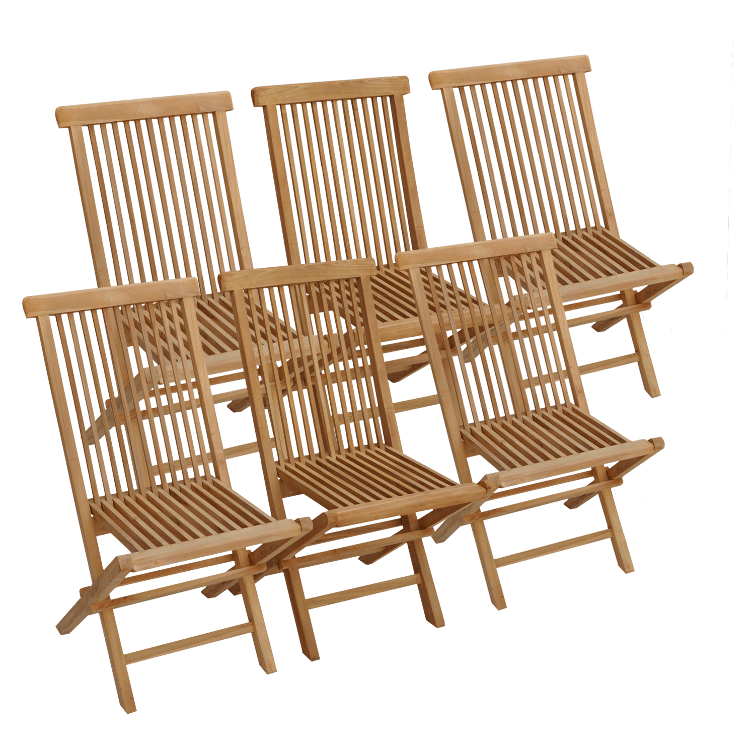 Set van 6 LOMBOK teakhouten tuinstoelen