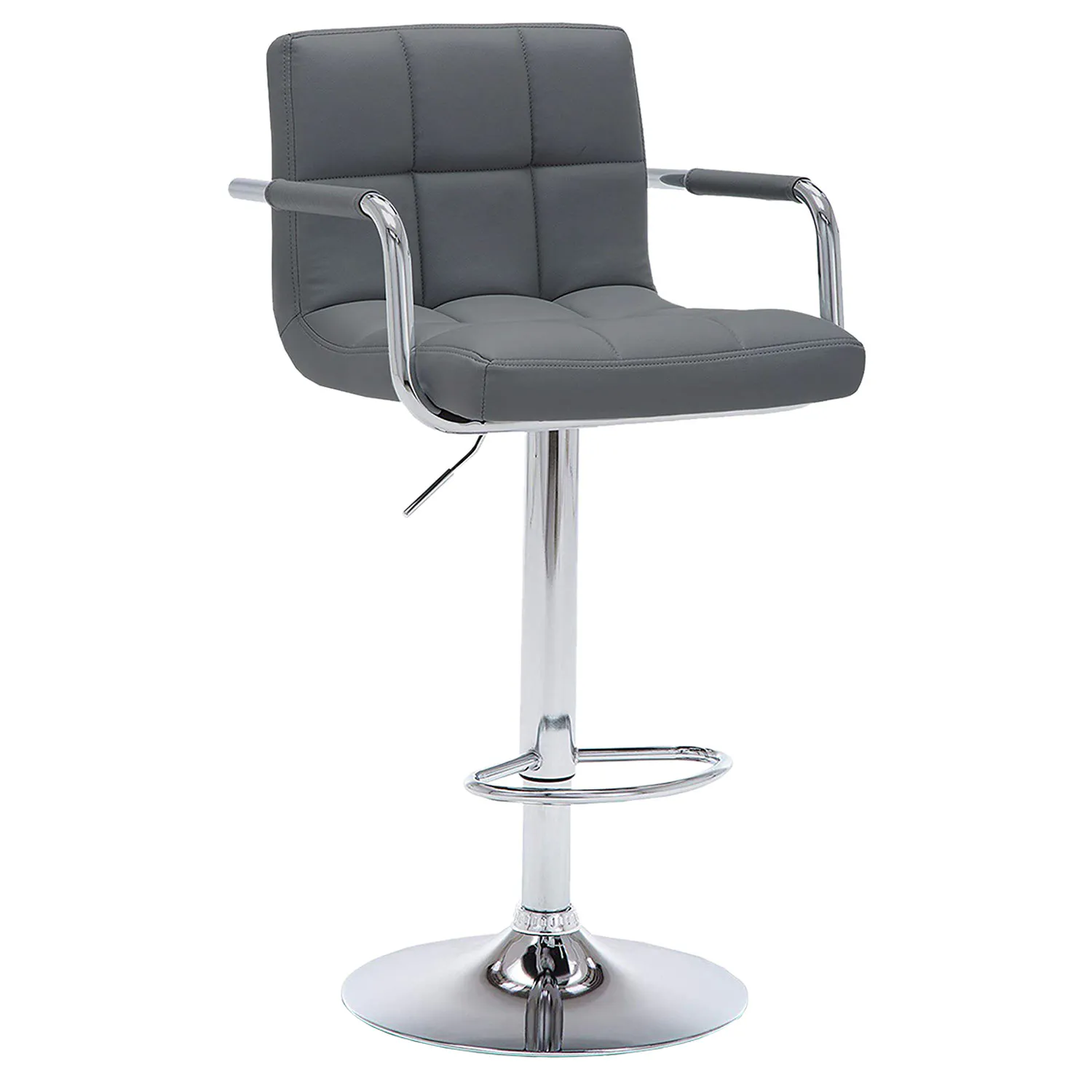 Lot de 2 tabourets de bar gris avec accoudoirs
