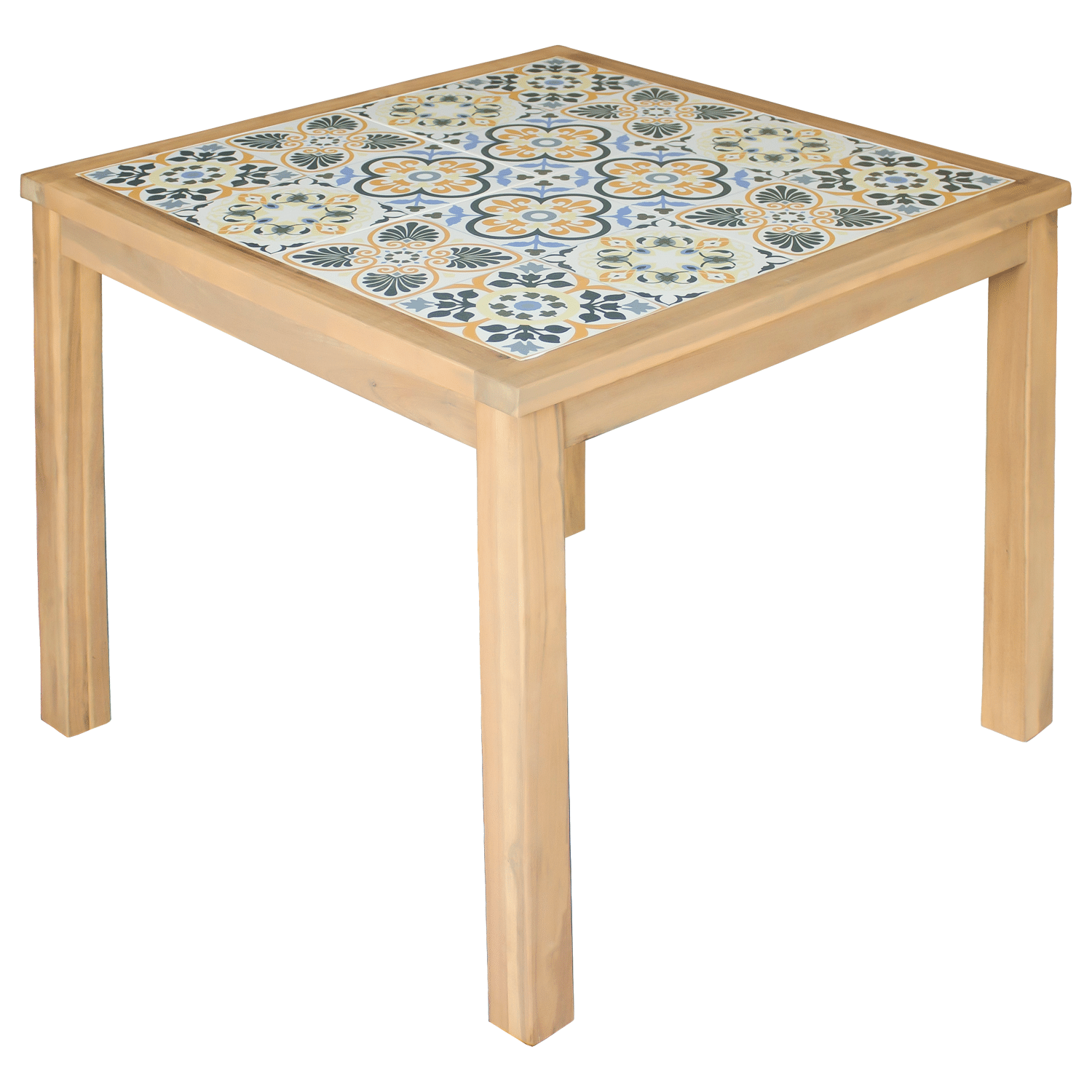 Ensemble table et chaises de jardin 4 places en acacia et céramique FARO