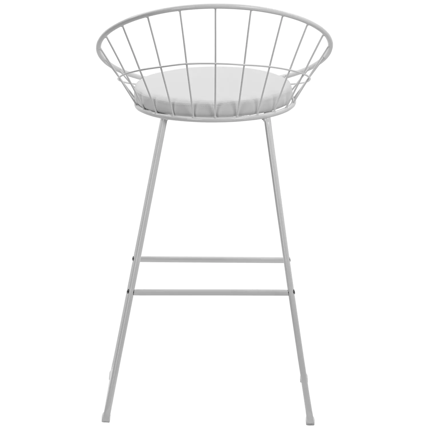 Lot de 2 tabourets de bar 75cm en métal blanc et coussin blanc ALEX