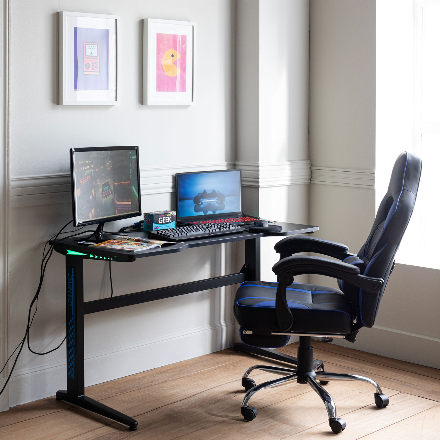 Fauteuil de bureau gamer noir et bleu LINK