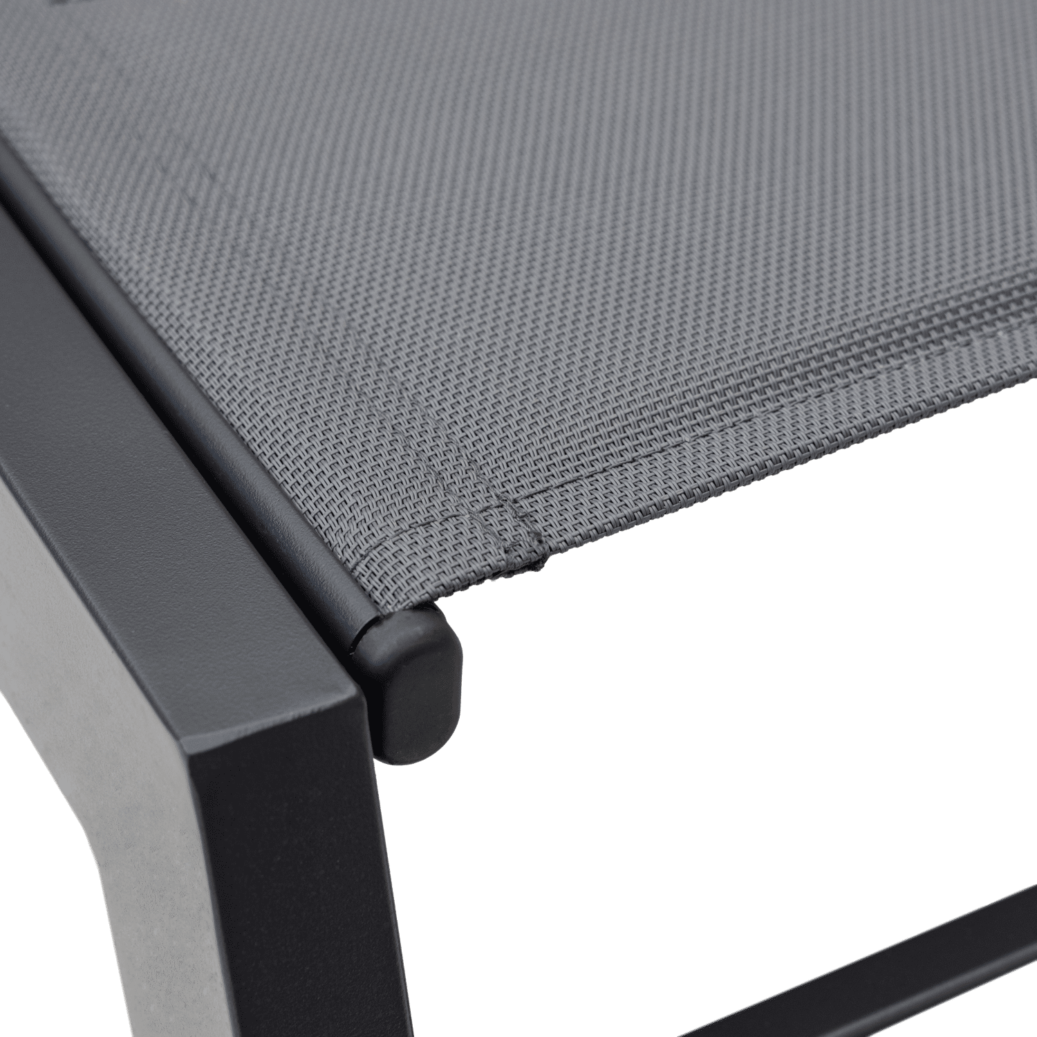 Set di 2 lettini BARBADOS in textilene grigio e tavolino - alluminio grigio antracite