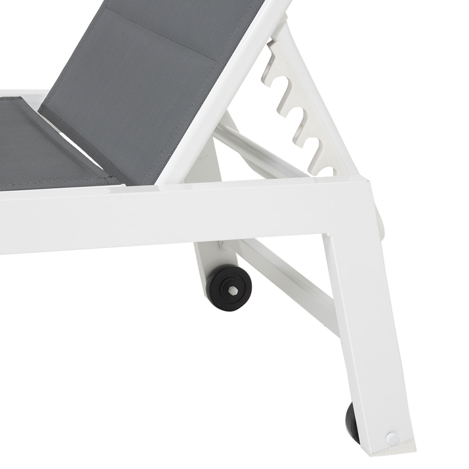BARBADOS ligstoel in grijs textilene - wit aluminium