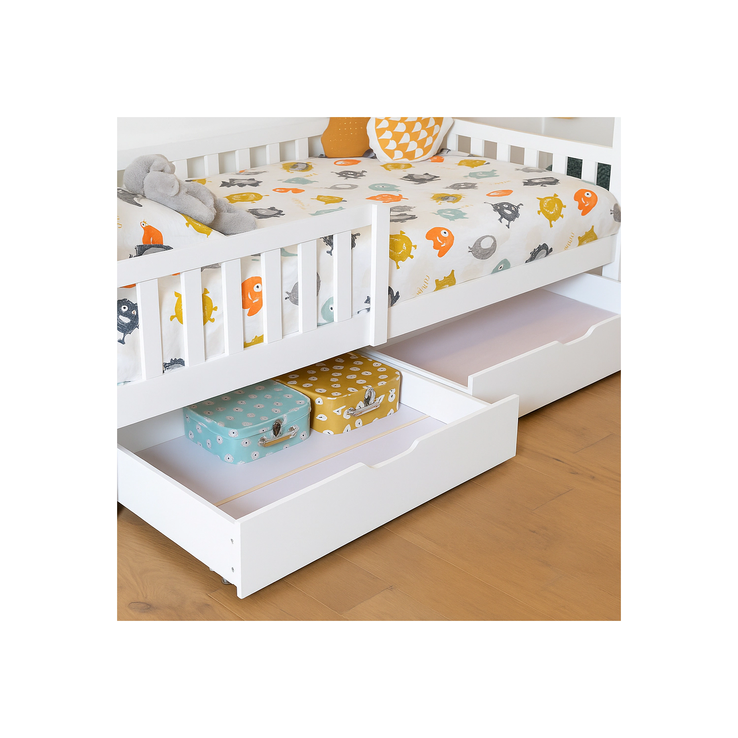 Set van 2 witte opberglades voor bed