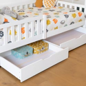 Set van 2 witte opberglades voor bed