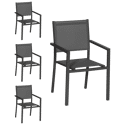 Set van 4 aluminium stoelen antraciet - grijs textilene