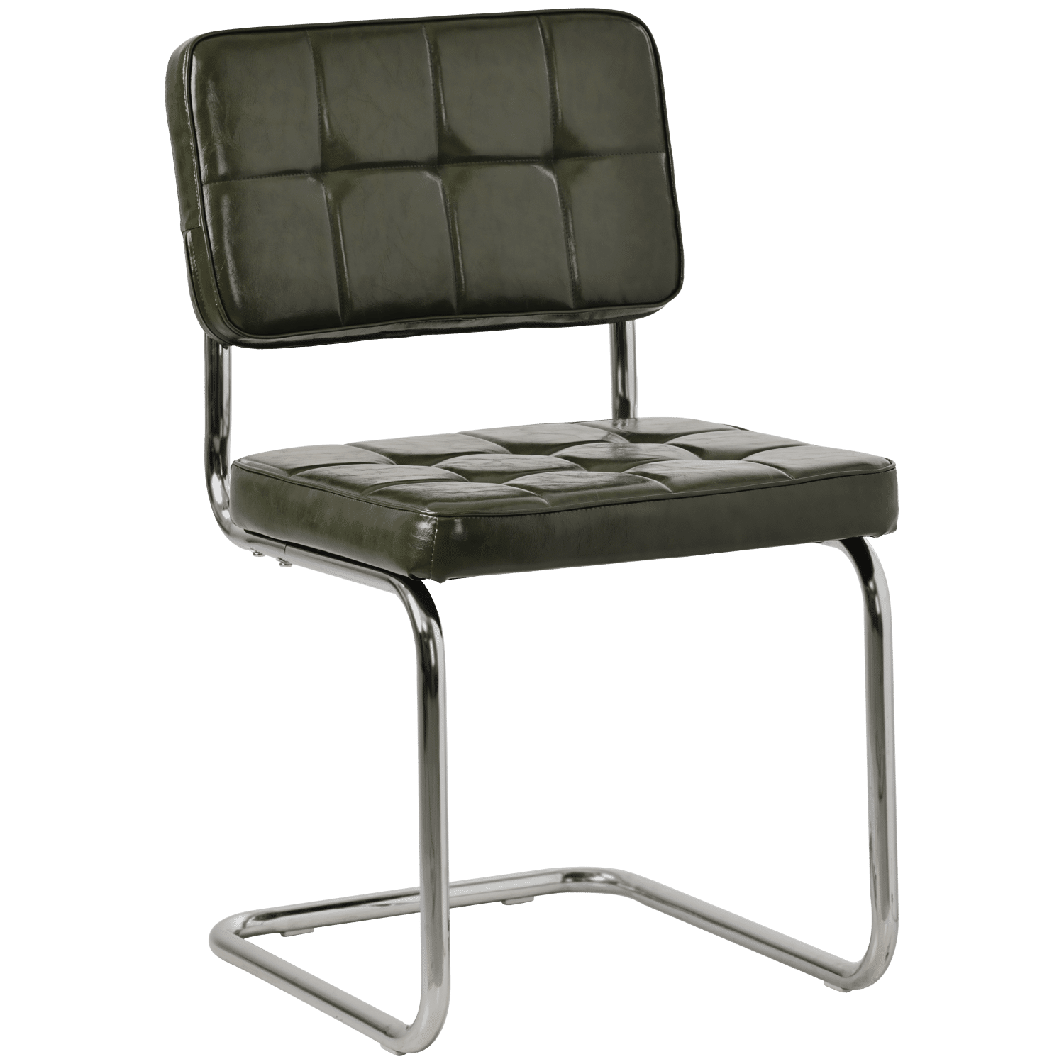 Lot de 2 chaises cantilever en simili vert kaki MARIA