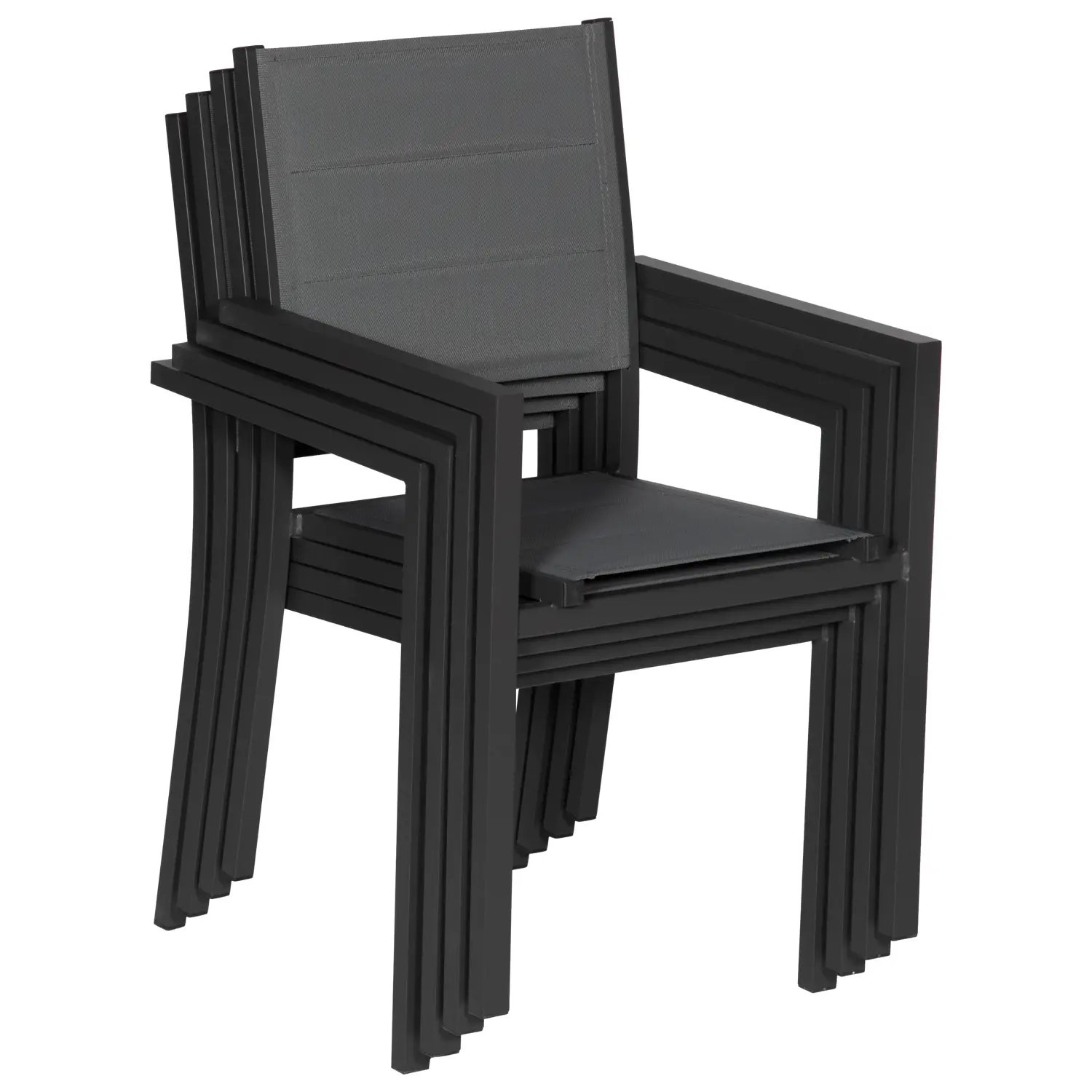 Salon de jardin extensible en textilène gris 10 places - aluminium anthracite