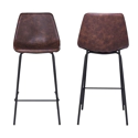 Lot de 2 tabourets de bar vintage LUCIEN marron - Hauteur d'assise 65cm