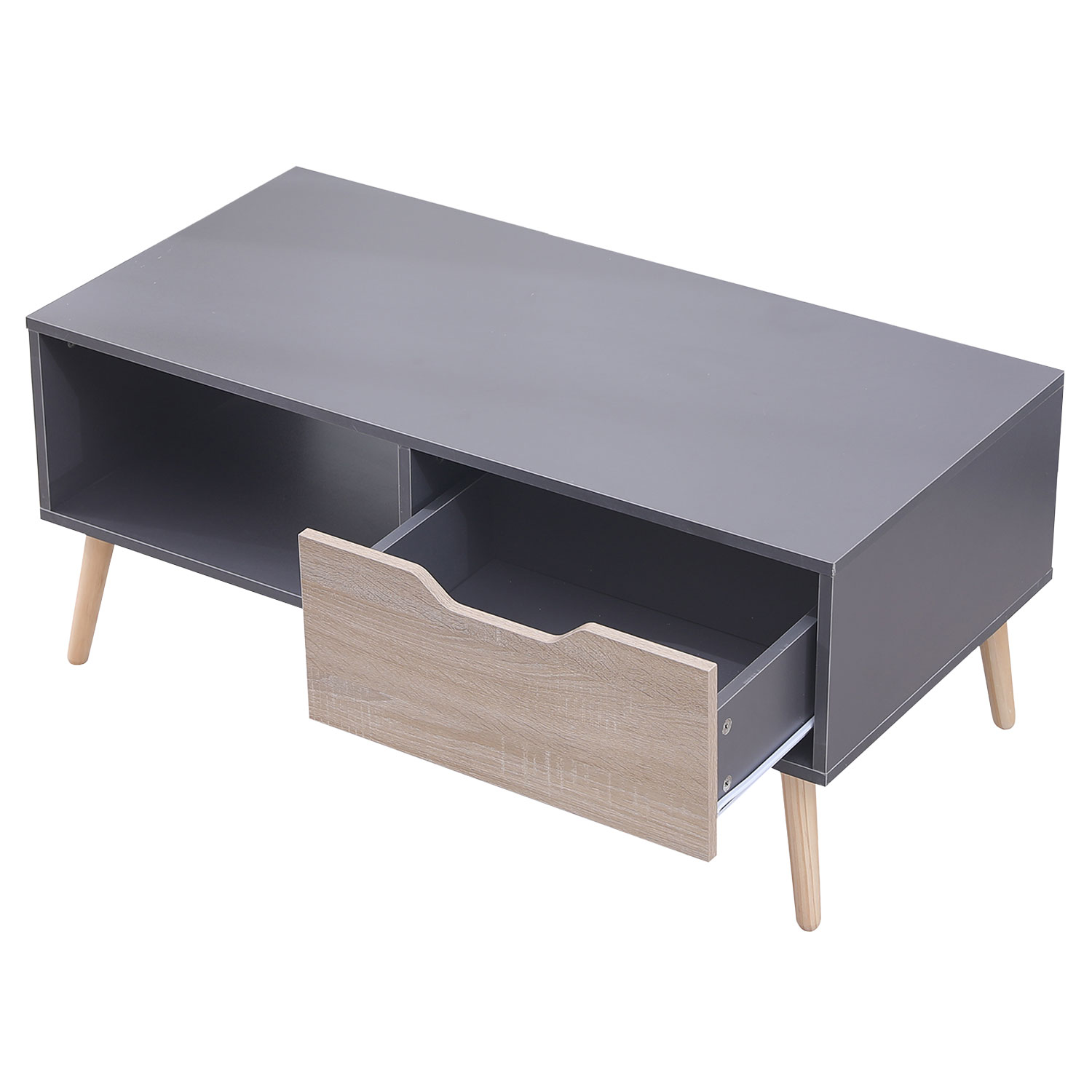 Table basse avec tiroir style scandinave grise FREJA