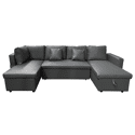 Panorama-Sofa, ausziehbar, Kunstleder, SCOTT, 4-Sitzer, grau