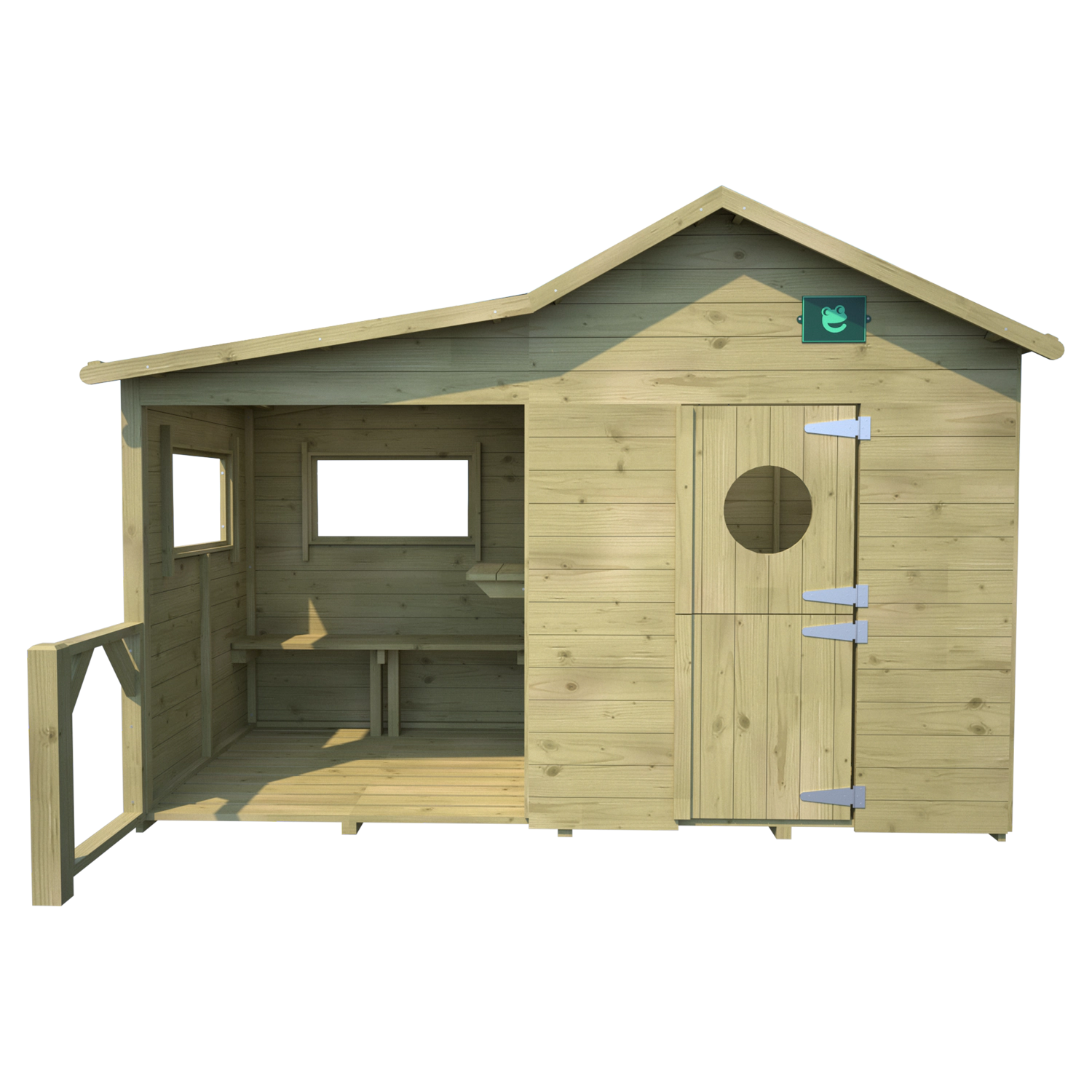 SOULET - Cabane en bois traité pour enfant avec préau et banc HACIENDA