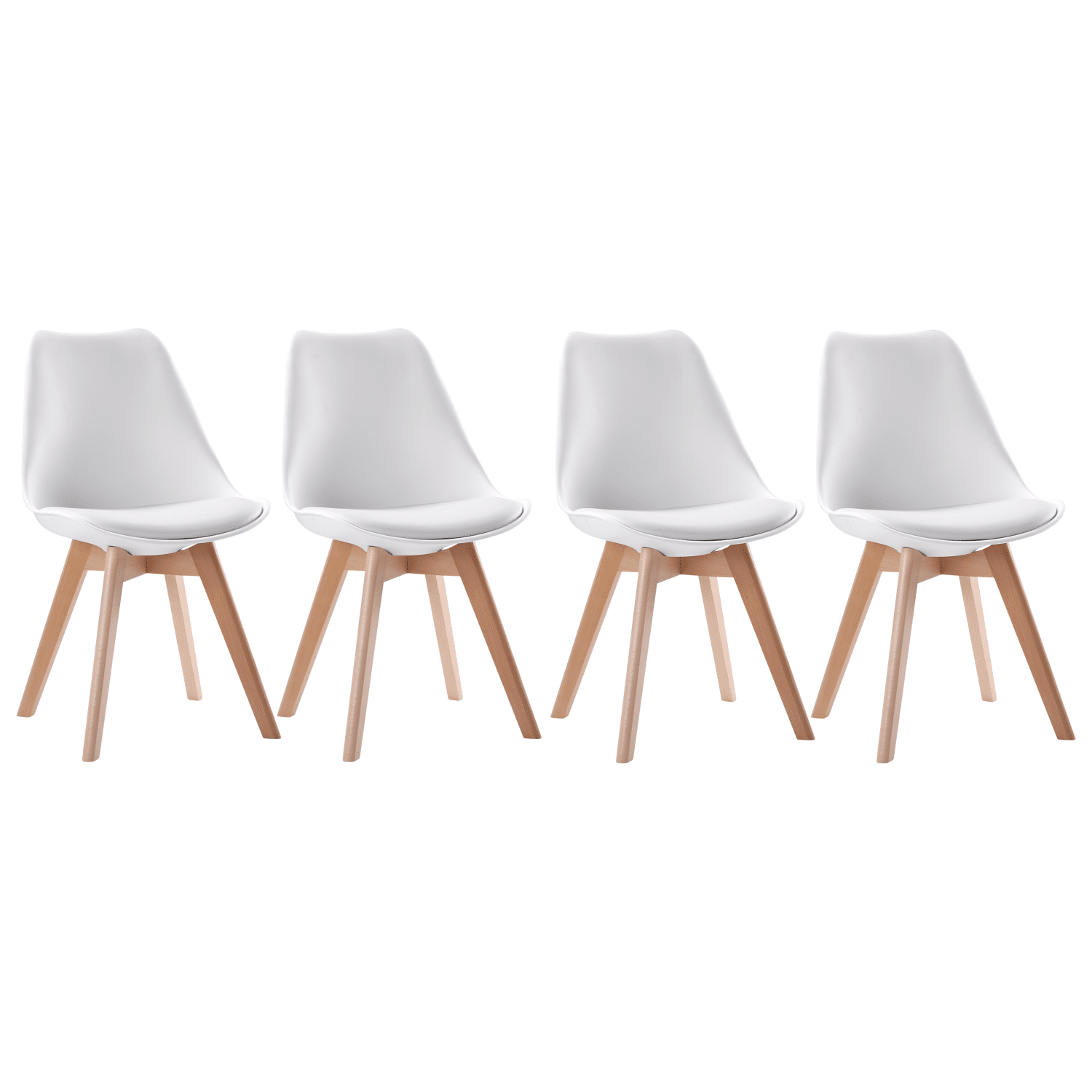 Lot de 4 chaises scandinaves NORA blanches avec coussin