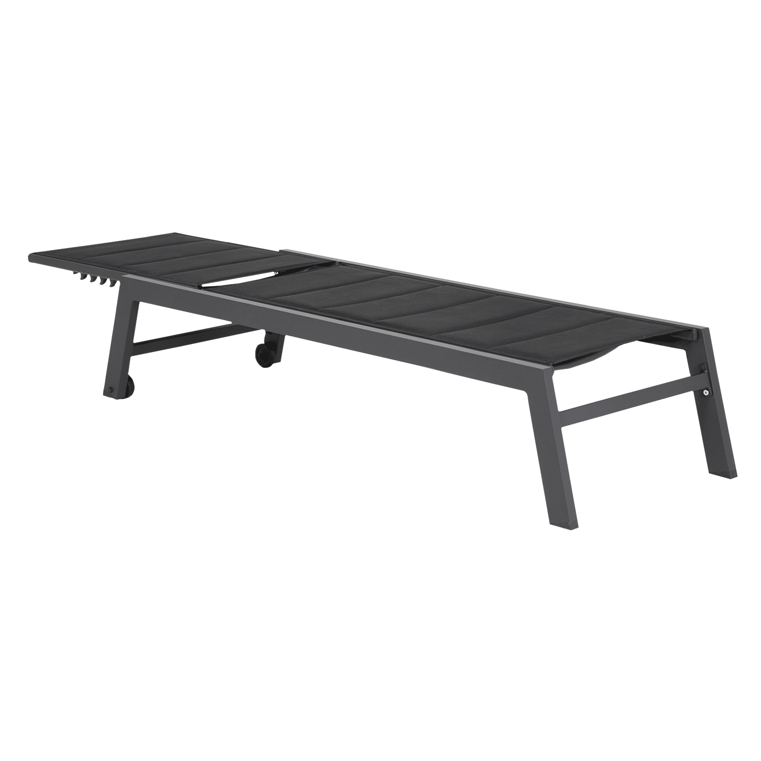 Set van 2 BARBADOS ligstoelen en bijzettafel van zwart textilene - aluminium antracietgrijs