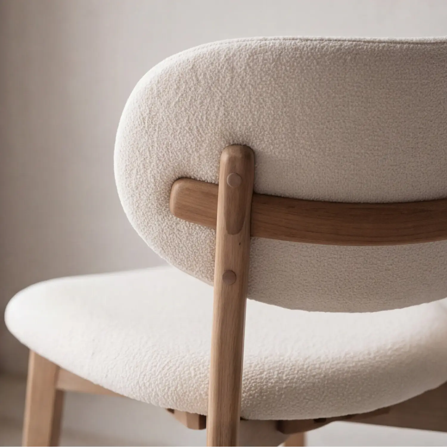 Lot de 2 chaises en bois clair et tissu boucle beige