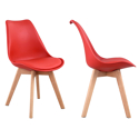 Set aus 4 skandinavischen Stühlen NORA rot mit Kissen