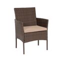 Salon de jardin CORDOUE en résine tressée marron 4 places - coussins taupe