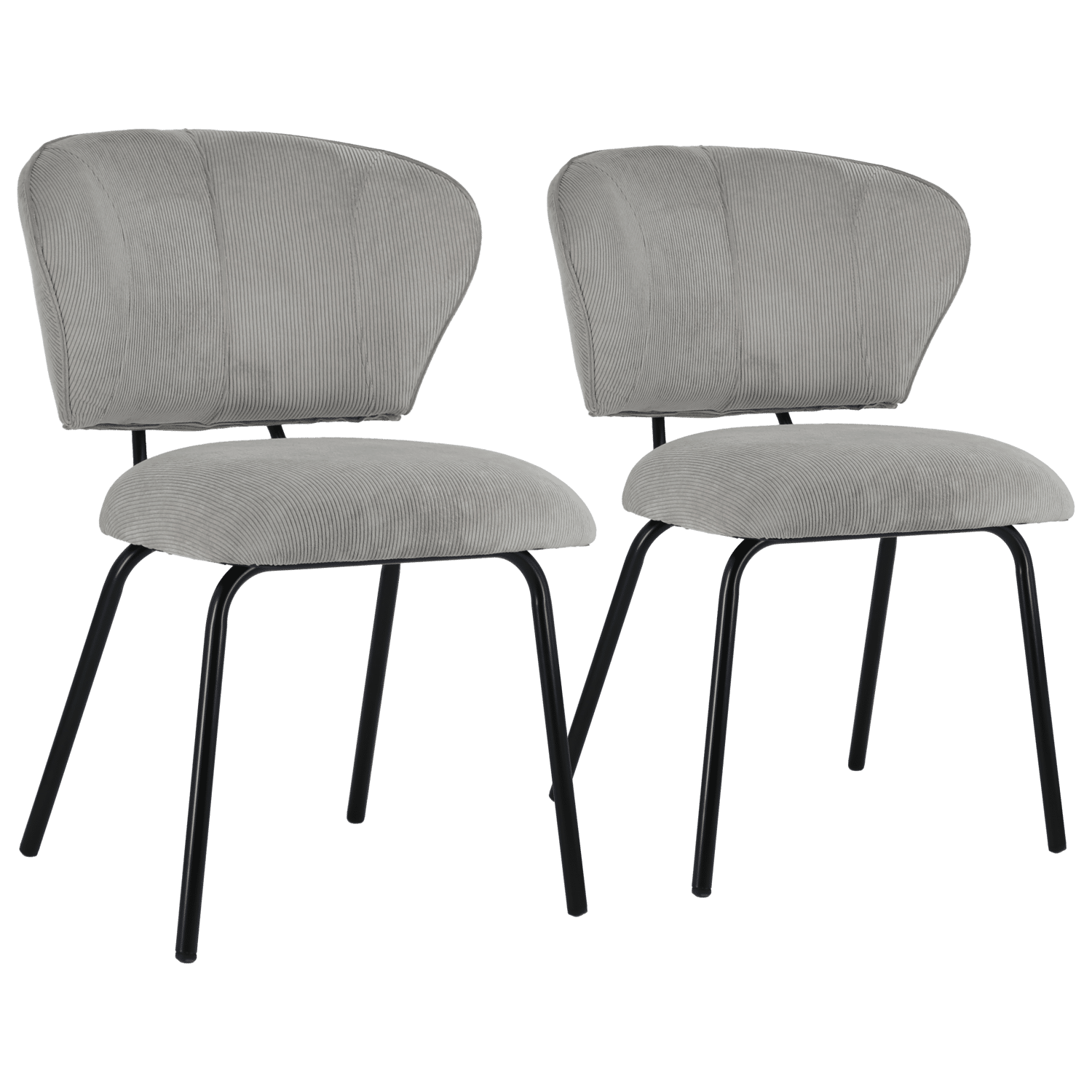 Set van 2 NILSA lichtgrijze corduroy stoelen