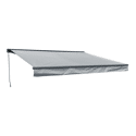 SAULE luifel 3.95 × 3m met half luifel - Grijs doek en grijze structuur