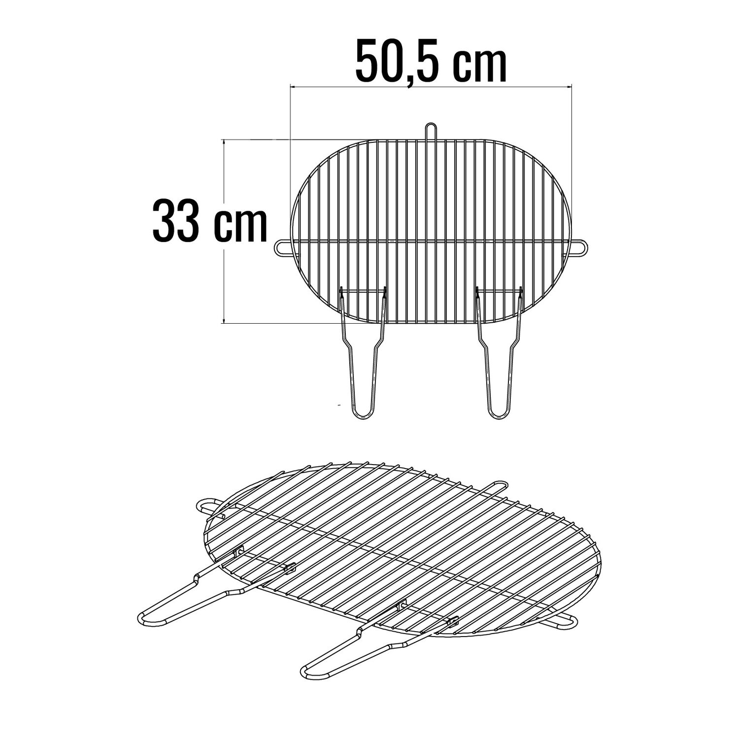 Grille ovale simple en acier chromé – 50,5 x 33 cm