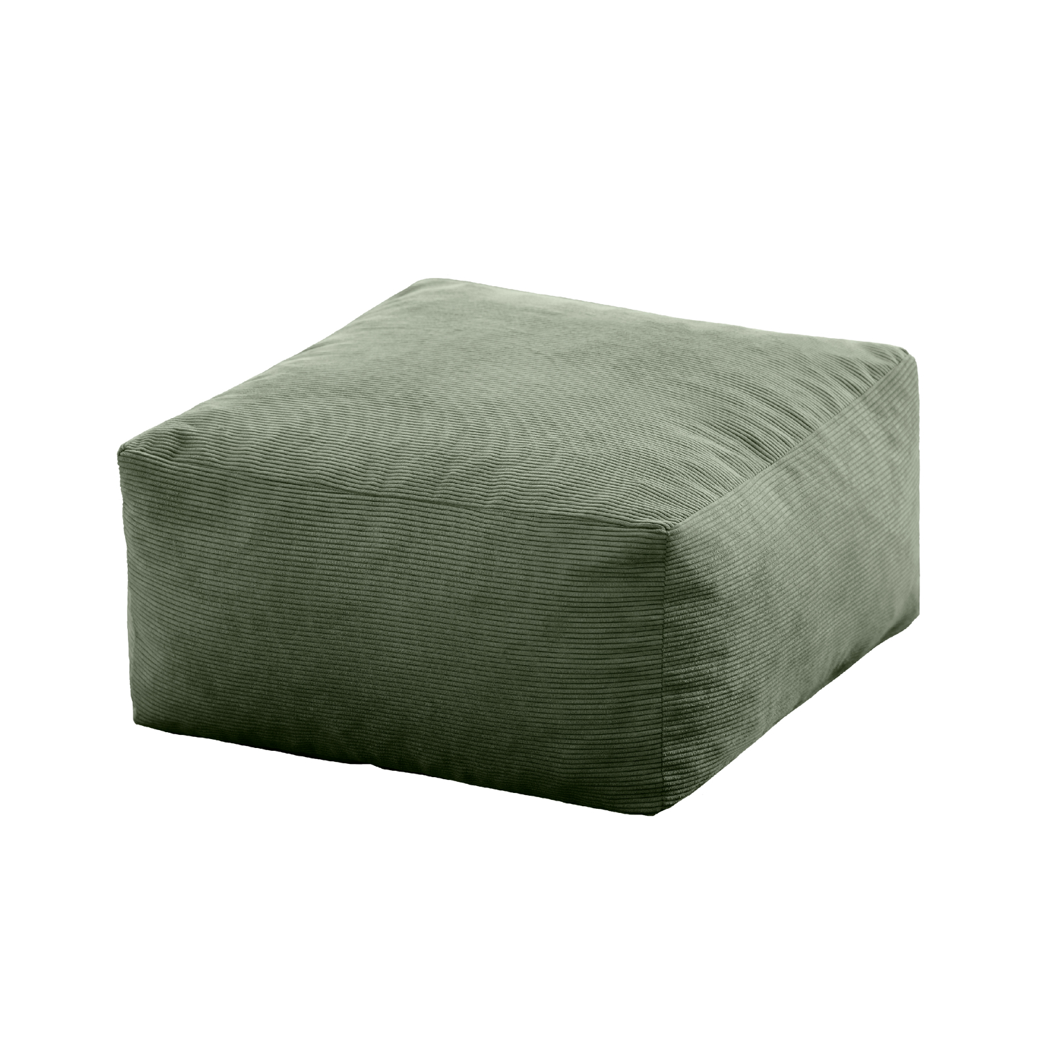 Puff de pana verde desierto cuadrado 50x50cm