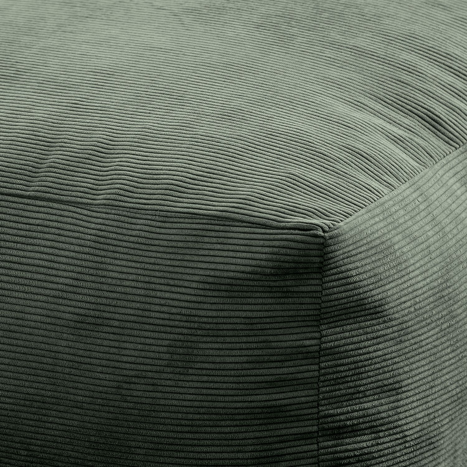 Pouf carré 50x50cm carré en velours côtelé vert Désert