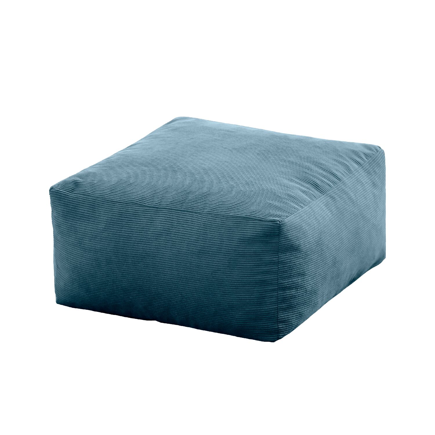 Pouf quadrato 50x50cm in velluto a coste blu Désert