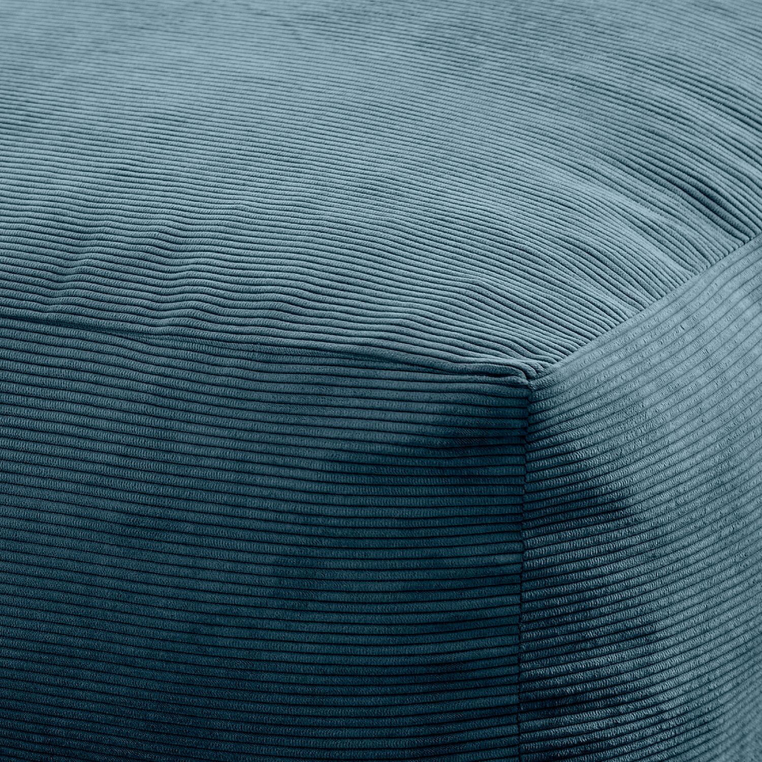 Pouf quadrato 50x50cm in velluto a coste blu Désert