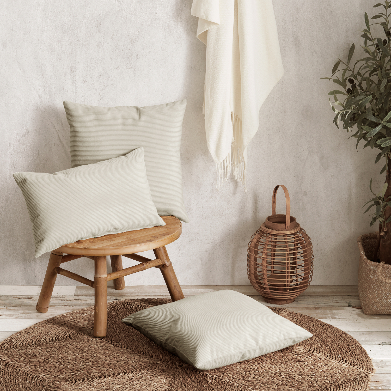 Cojín rectangular 30x50cm terciopelo beige Dune