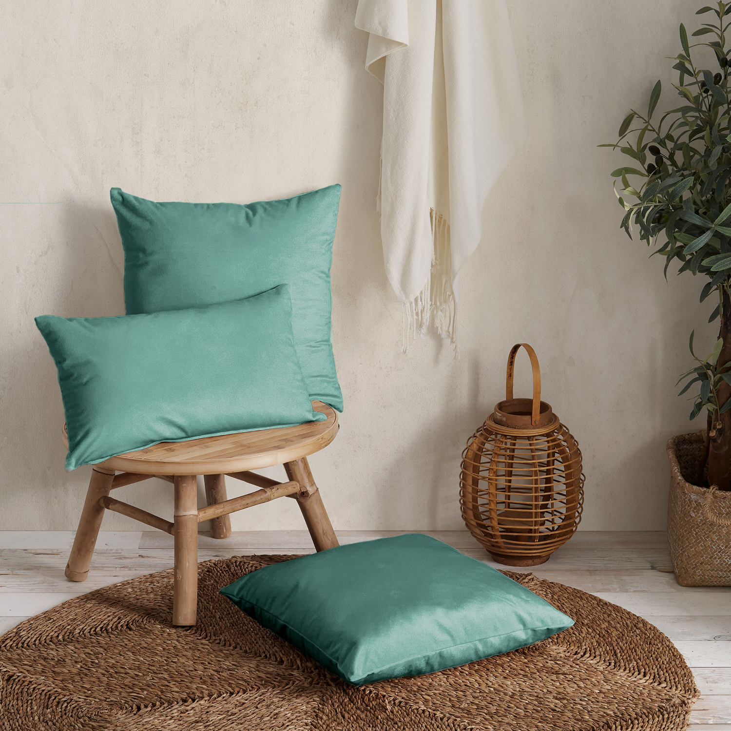 Cojín rectangular 45x45cm Terciopelo verde Nauru