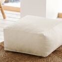 Pouf carré 50x50cm velours écru Palau