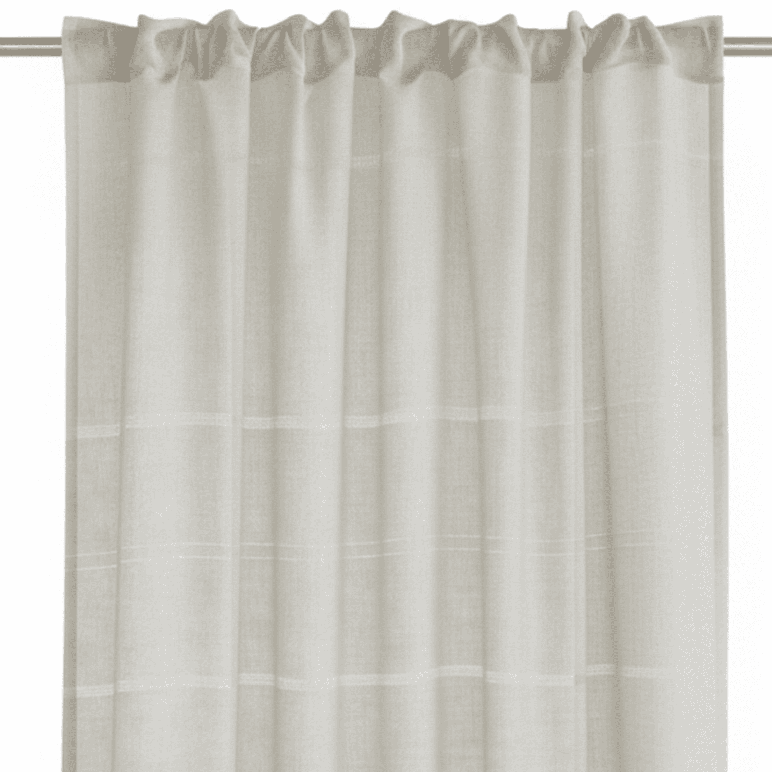 Rideau à galon fronceur Voilage Effet Lin Beige 140x280cm FUJORA