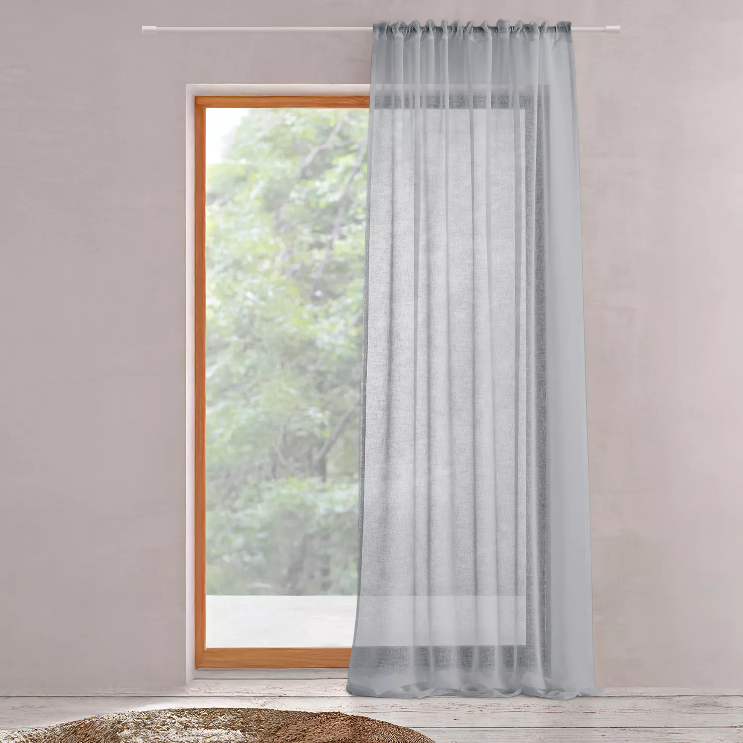 Rideau à galon fronceur Voilage Gris Acier 140x280cm ASOVA