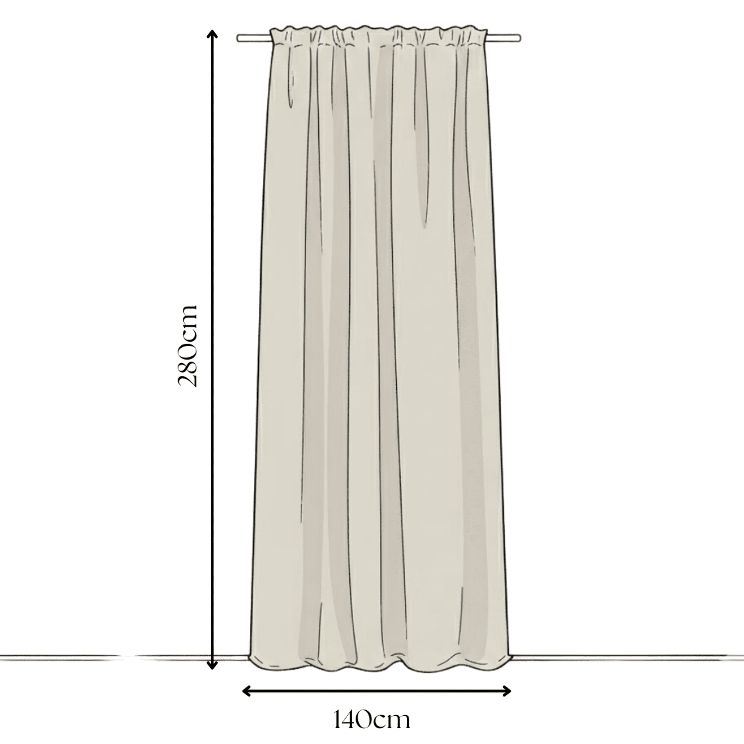 Cortina fruncida visillo blanco semitransparente 140x280cm VESKARA