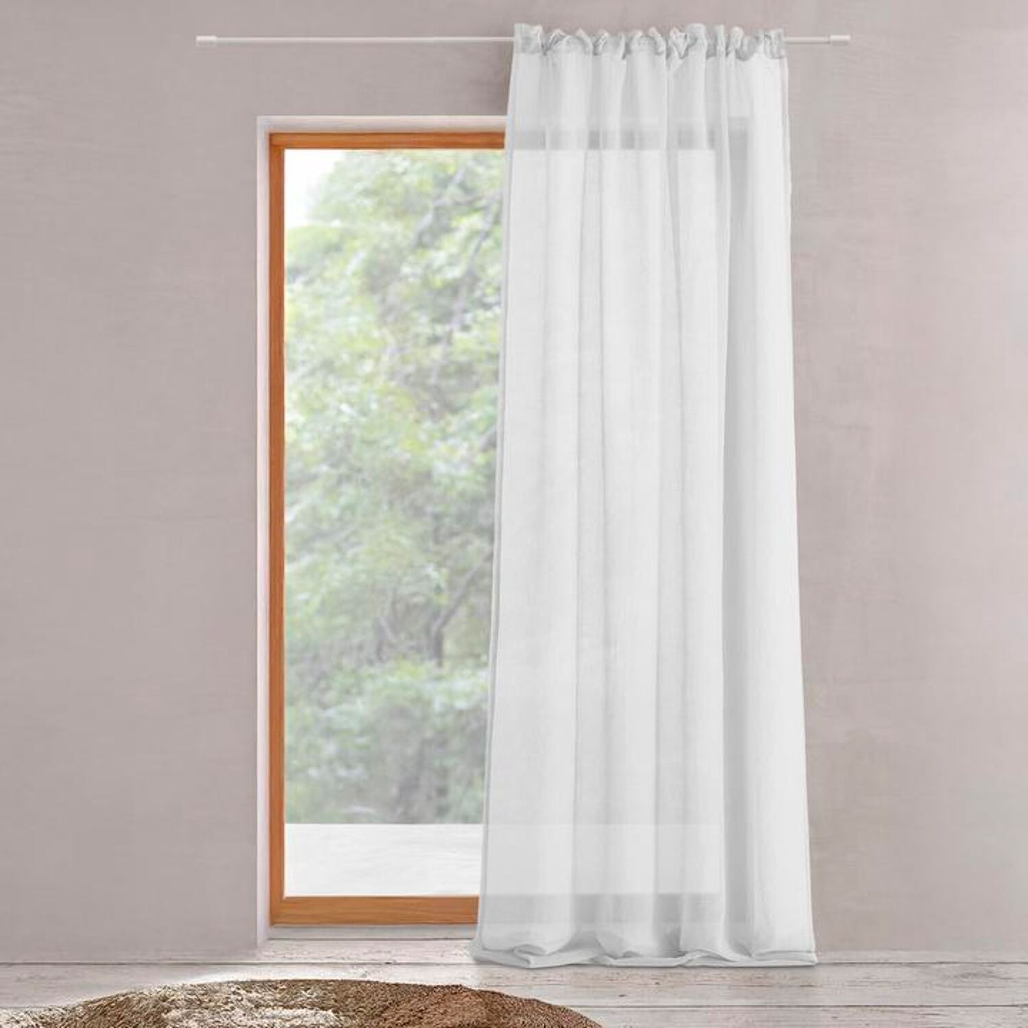 Rideau à galon fronceur Voilage Blanc 140x280cm VESKARA