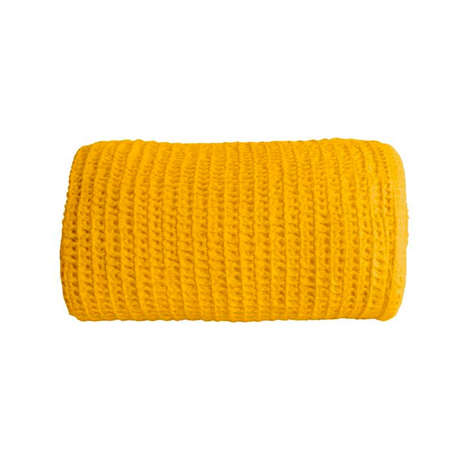 Plaid jaune en maille 130 × 170 cm – TRICOT