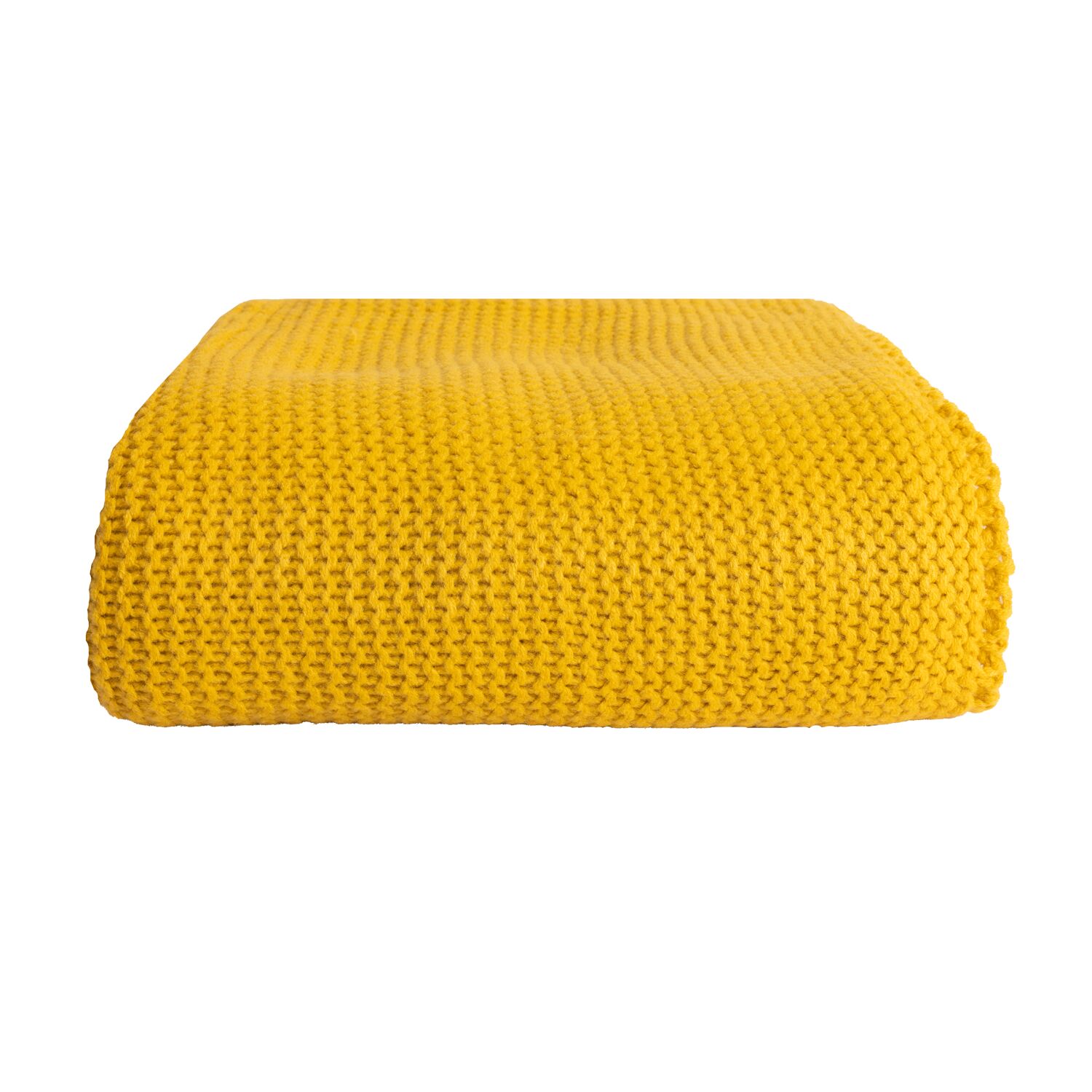 Plaid jaune en maille 130 × 170 cm – TRICOT