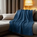 Couverture plaid bleu saphir 130x170cm TRICOVA