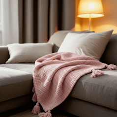 Manta xadrez rosa pálido...