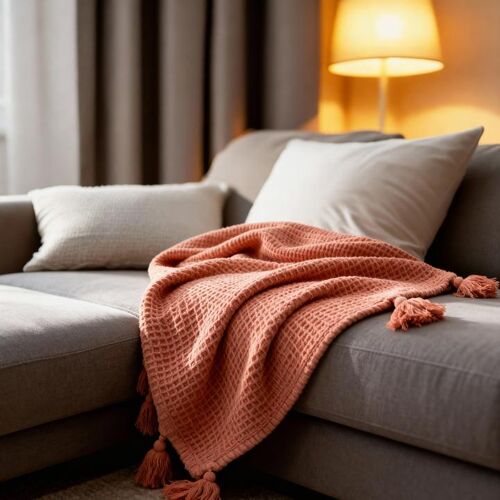 Couverture plaid 100% coton...