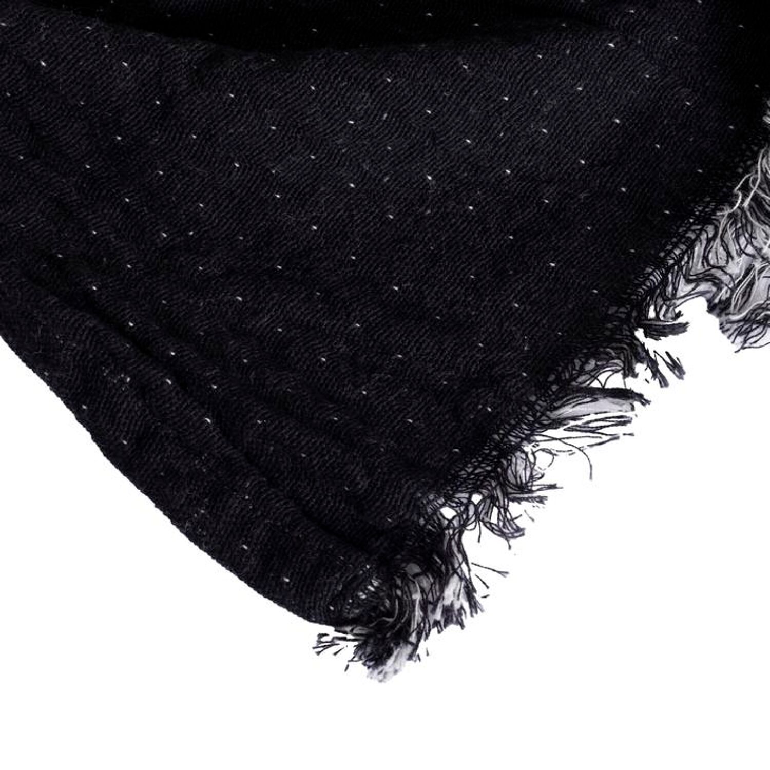 Couverture plaid 100% coton couleur noire avec franges 130x170cm BITALD